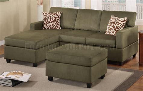 Includes ottoman with sectional connectors. Sage Microfiber Transitional Small Sectional Sofa w/Ottoman