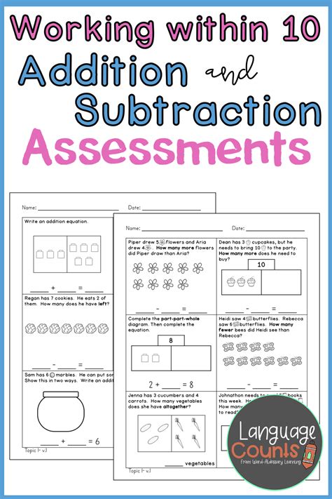 I always find that providing a seasonal worksheet helps keep my daughter excited about doing her work. Assessments- Addition and Subtraction Word Problems to 10 ...