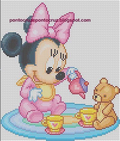 Graficos ponto cruz babetes disney. Luciane ponto cruz: graficos da miney