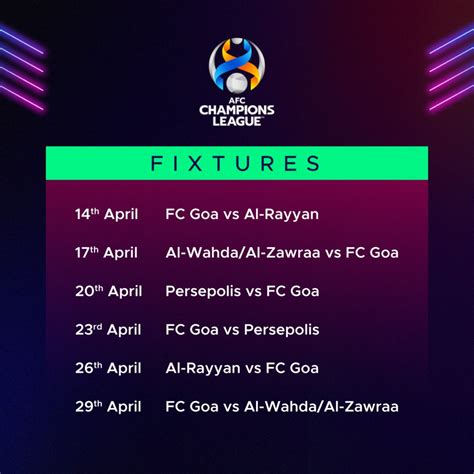 Check spelling or type a new query. AFC Champions League 2021: FC Goa schedule released