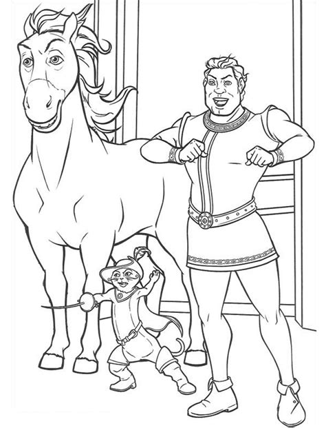 Shrek online coloring pages coloring pages drawings cartoon coloring pages punk disney princesses donkey drawing disney mural shrek drawing. Doneky, Puss And Shrek Coloring Page - Free Printable ...