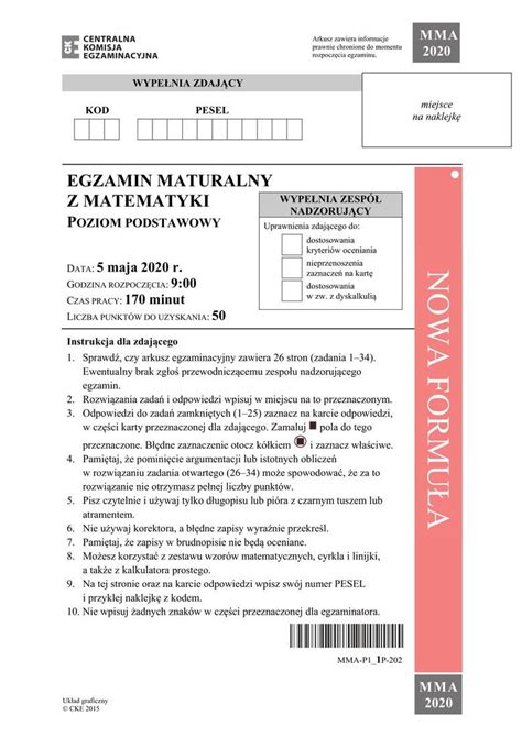 Egzamin maturalny z języka polskiego: MATURA: MATEMATYKA 2020. Egzamin maturalny MATEMATYKA. Odpowiedzi i arkusze maturalne - [poziom ...