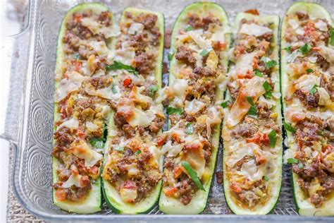 It involves lean ground turkey, fresh veggies, and is topped with cheese and toasted bread. Easy Stuffed Zucchini Boats - With Several Recipe Ideas ...