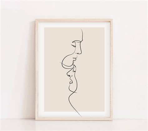 Good for poster art and wallpaper. Continuous One Line Drawing Kiss Line Art Modern ...