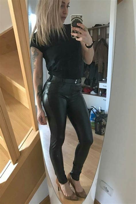 Discover more posts about tights, high heels, legs, nylon, strumpfhose, stockings, and pantyhose. Selfie in WR.UP vegan Leather Pants #laurethdysiac | Leder ...