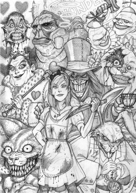 Creepy drawings dark art drawings creepy art cool drawings dark art illustrations alice in wonderland artwork dark alice in wonderland arte horror. Pin on alice au pays des merveilles