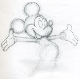 Draw Mickey Mouse The reason that drawing hands is so challenging is because there are so many forms that have to be drawn in perspective.