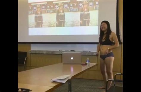 Wetting her panties for your pleasure. Student presents thesis in her underwear to protest female ...