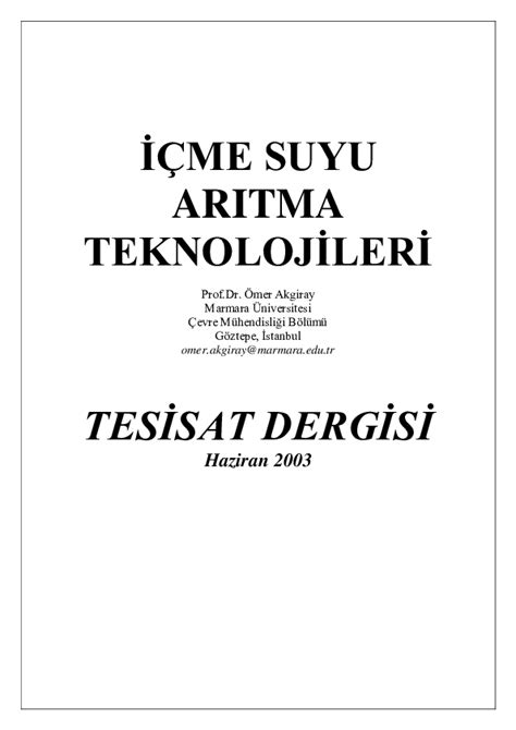Göztepe, kadıköy konumundaki en çok ziyaret edilen yerlerden konsept saglik ve yasam dergisi konumuna toplu taşıma ile nasıl gidilir burada bulabilirsiniz. (PDF) İÇME SUYU ARITMA TEKNOLOJİLERİ | Ömer Akgiray ...