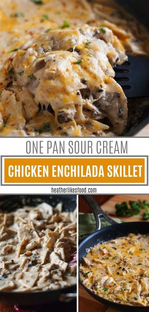 Sprinkle with the cumin and oregano. This One Pan Sour Cream Chicken Enchilada Skillet is a ...