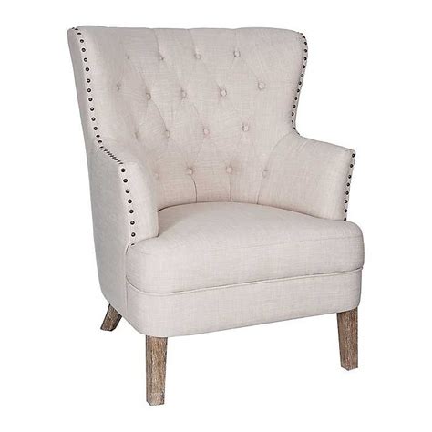 Ssline modern upholstered club chair brown leather barrel accent chair with solid wood legs and nailhead trim comfy single sofa office guest arm chairs for living room family room $169.99 $ 169. Cream Tufted Accent Chair with Nailhead Trim in 2020 ...