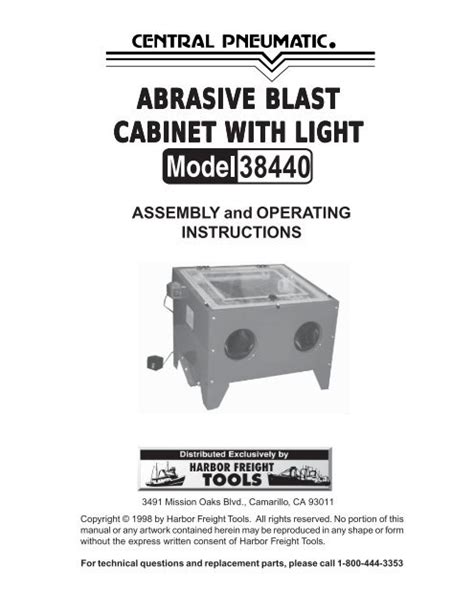 Do not service or disassemble the blast cabinet with the air hose attached. Central Pneumatic Blast Cabinet Replacement Parts | Review ...