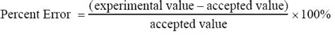 How do i find the percent error in an experiment with three trials? General Chemistry I Laboratory