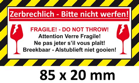 Das adressetikett auslesen und das paket korrekt zustellen. Aufkleber Zerbrechlich - Bitte nicht werfen für kleine ...