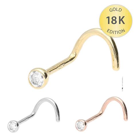 Weitere ideen zu nasenpiercing, nasen piercing, nasenstecker. Gelbgoldener Nasenstecker mit klarem Kristall in 18 Karat ...