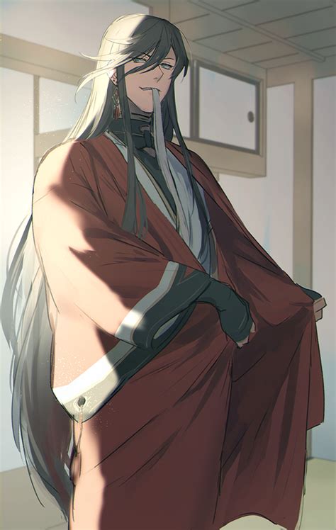 1.5 long hair with middle part. 【刀剣乱舞】身支度中の和泉守兼定 - 刀剣速報-刀剣乱舞まとめブログ- | 刀劍亂舞 | Pinterest ...