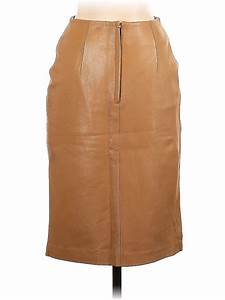  Benisti 100 Polyester Solid Brown Tan Faux Leather Skirt Size 4