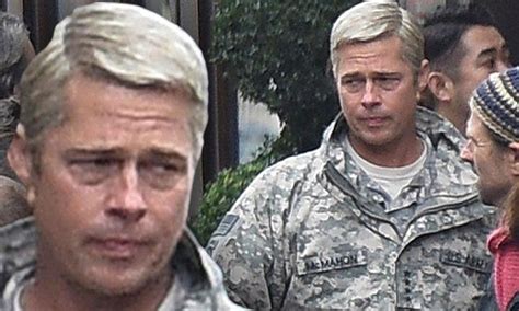 To get brad pitt blonde hair, you should ask for your hairstylist helps. Brad Pitt sports gray hair and military fatigues as he ...