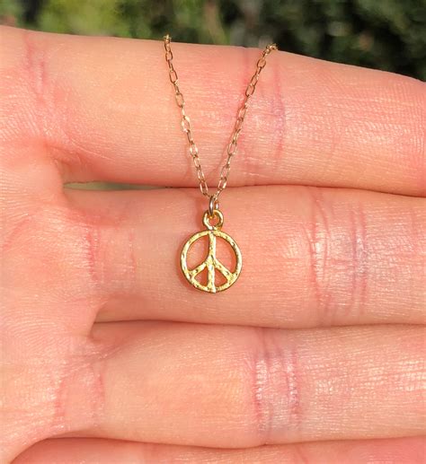 Dainty gold peace sign necklace, peace symbol jewelry, best friends ...