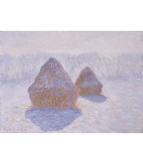 Zoom in to this image. Giclée Print on canvas: Claude-Monet: Haystacks,-snow-and ...