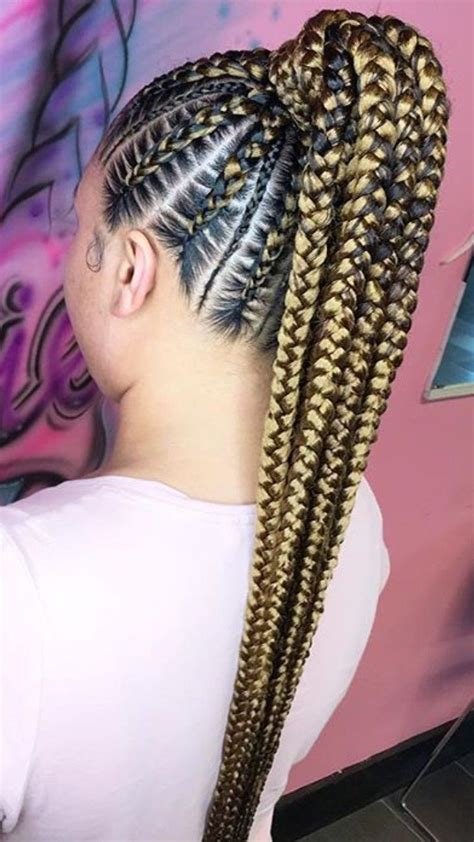 @kjvougee | Feed in braids ponytail, Braided ponytail ...