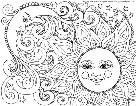 Картинка за оцветяване * Дудъл слънце и луна ⋆ Зумипик