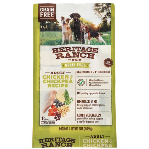 This is the easiest way to ensure that it grows at the right rate and gets all the nutrients it needs. Heritage Ranch by H-E-B Grain Free Chicken & Chickpea ...