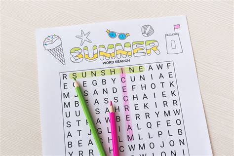 Wordsearch 100 summer vacation words answer key. Summer word search - Chevron Lemon