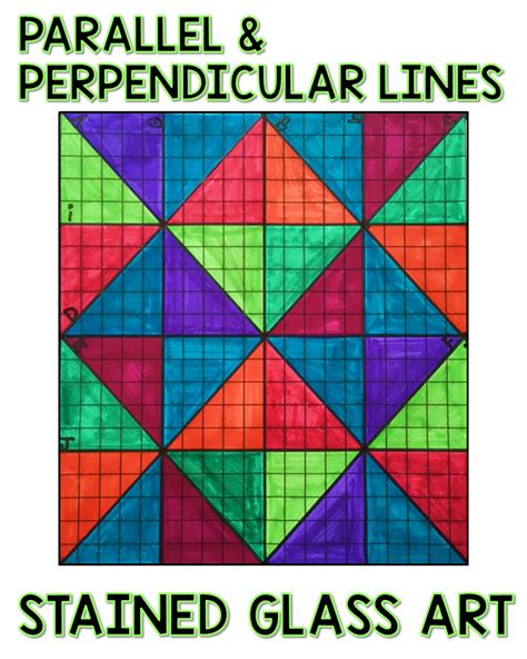 Perpendicular lines meet at a right angle. Graphing Equations Stained Glass Art: Parallel and ...