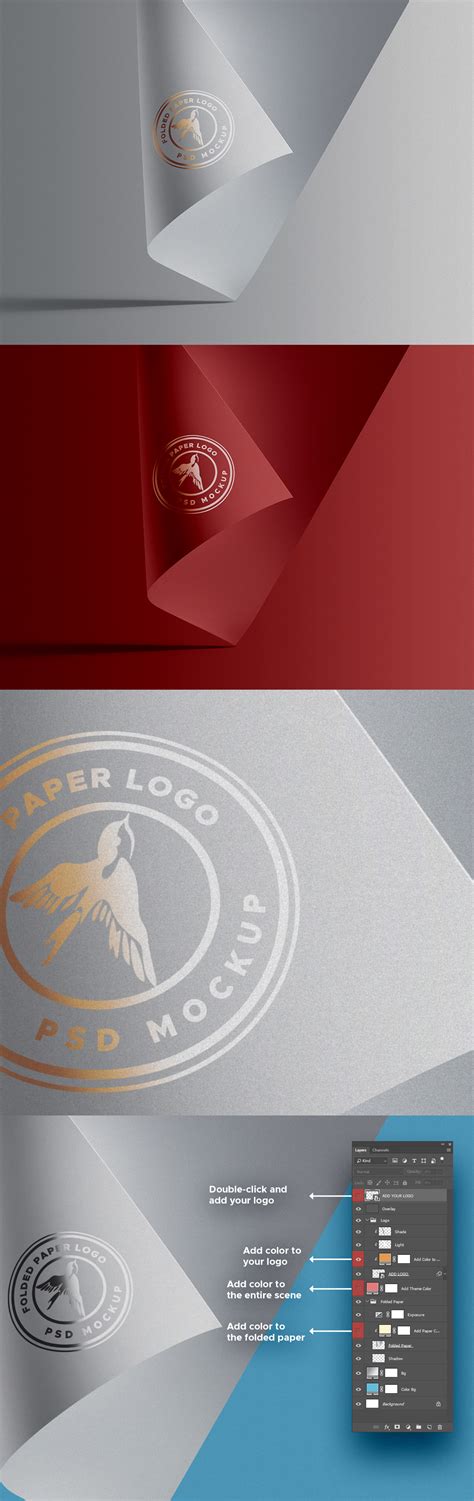 Original and realistic cardboard cutout free logo mockup. Folded Paper Logo Mockup - GraphicsFuel