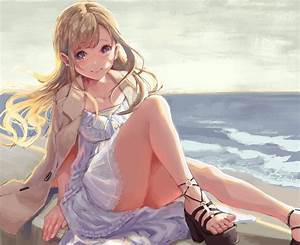 Wallpaper, Anime, Girls, Original, Characters, Blonde, Long