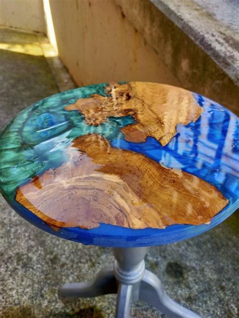 Epoxy resin live edge elm wood table with polishing. Coffee table top epoxy table top wooden table top resin ...