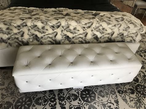 Not that you'd want to. Faux ivory leather & crystal tufted bench | Glam master ...