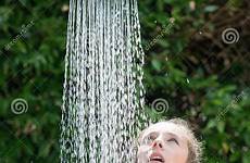 shower pool outdoor bikini girl under wear stock water standing