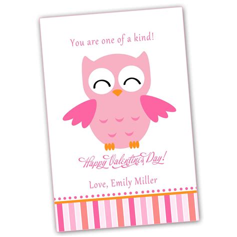 Create personalised valentine's cards with your own photos! 30 Personalized Valentines Cards Owl Pink