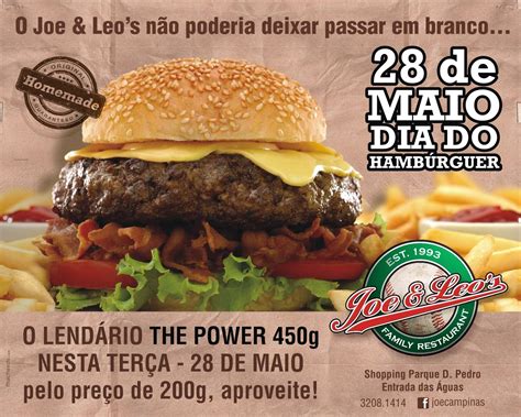 Para comemorar o dia do hambúrguer, a casa lançou a promoção de dois bacon paradise pelo preço de um. JOE & LEOS CAMPINAS