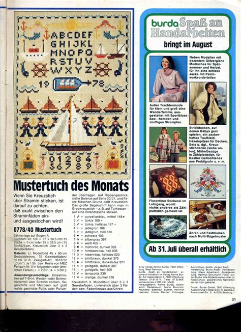 Bügelmuster Plattstich - Handarbeiten Sticken Gunstig ...