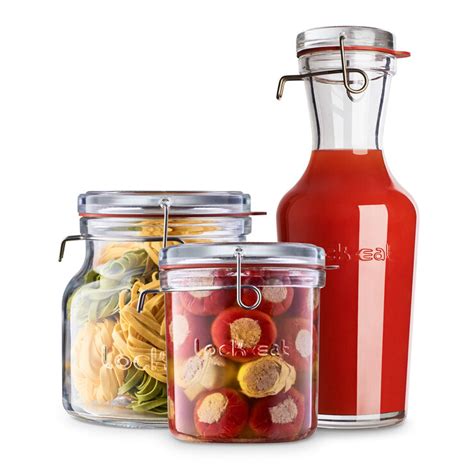 You can also get a little more size variety as you can use either quart size or pint size jars. Luigi Bormioli Lock-Eat Glass Jars, 3 Piece Set with Lids ...