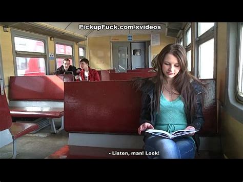 Slim hottie takes off her clothes and gets screwed. Girl picked in a train and penetrated in mouth and pussy ...