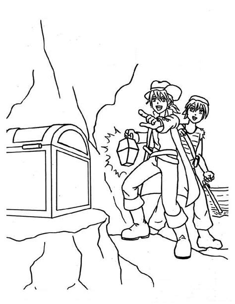 Set of 2 printable old world wooden trunks / treasure chests. Two Young Pirates Found A Treasure Chest Coloring Page ...