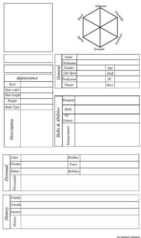 Detailed Character Profile Template by PrinceLink on DeviantArt in 2020 ...