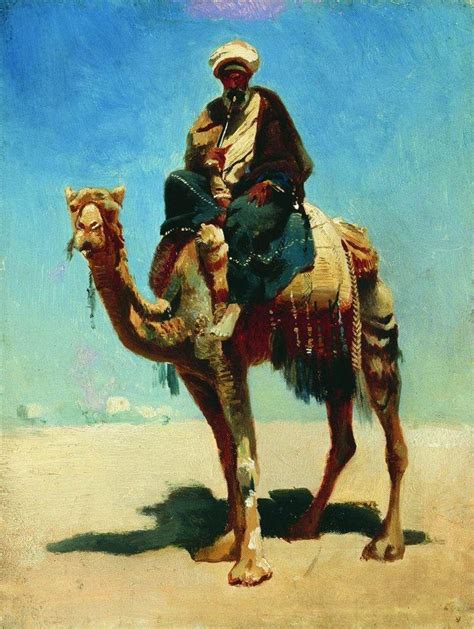 Many believe there is a religious link between camels and arabs due to the female pastoral cultures benefiting from camel milk. Arab on camel - Vereshchagin Vasily - WikiArt.org