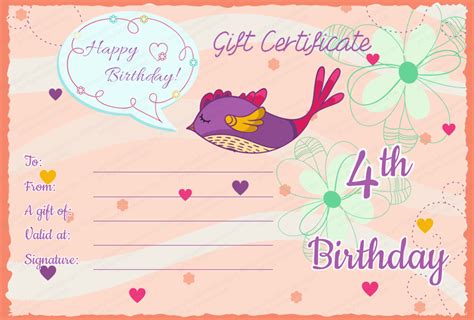 Dont panic , printable and downloadable free online babysitting gift certificate template fotor design we have created for you. Wishing Sparrow Birthday Gift Certificate Template