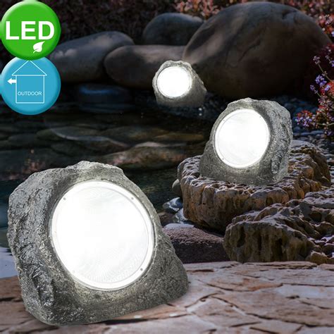 Einige solarleuchten für den garten haben wenig leuchtkraft und. 3x LED Außen Leuchten Garten Weg Boden Lampen Stein Optik Terrassen Steh Strahler Globo 3702-3 ...