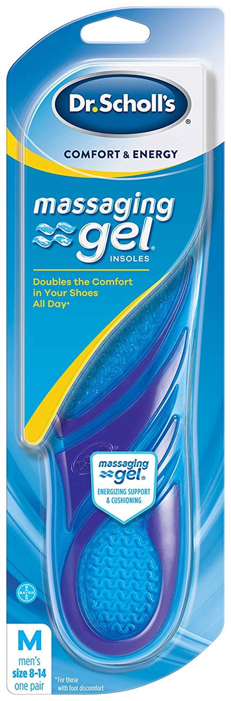 It also comes with a cooling vents to keep your feet cool. Dr Scholl's (Escape) Gel Insole Leather / Dr. Scholl'S Work Massaging Gel Advanced Insoles, 1 ...
