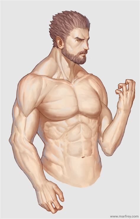 Drawings of anime guys with muscles standing side wayds. Muscle man by Marfrey on DeviantArt