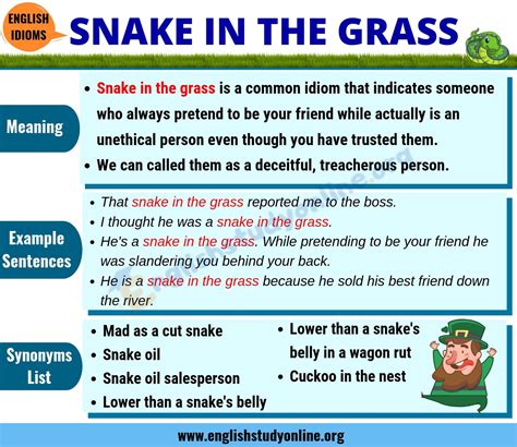 Read the book snakes by gail gibbons. Snake In The Grass: Definition, Useful Examples & Synonyms List - English Study Online | Snake ...