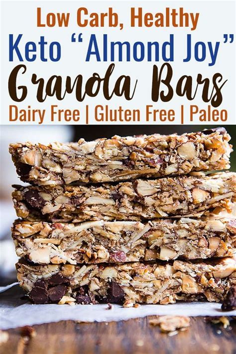 My recipe for healthy granola bars has zero refined sugar. Sugar Free Keto Almond Joy Granola Bars - This low carb ...