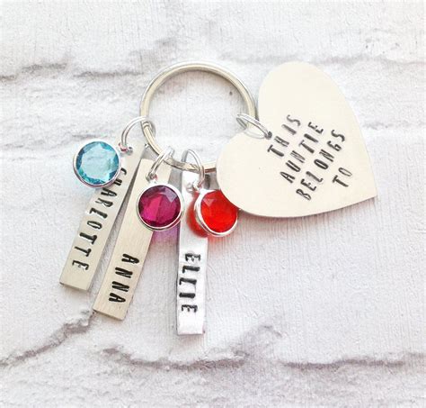 You've come to the right place if you're looking for personalised gifts for babies! This Auntie belongs to- keyring with birthstone charms ...