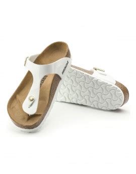 Achetez en ligne tongs de birkenstock. Tong Femme Birkenstock Gizeh Vernis Blanc | SHOWROOMVIP ...